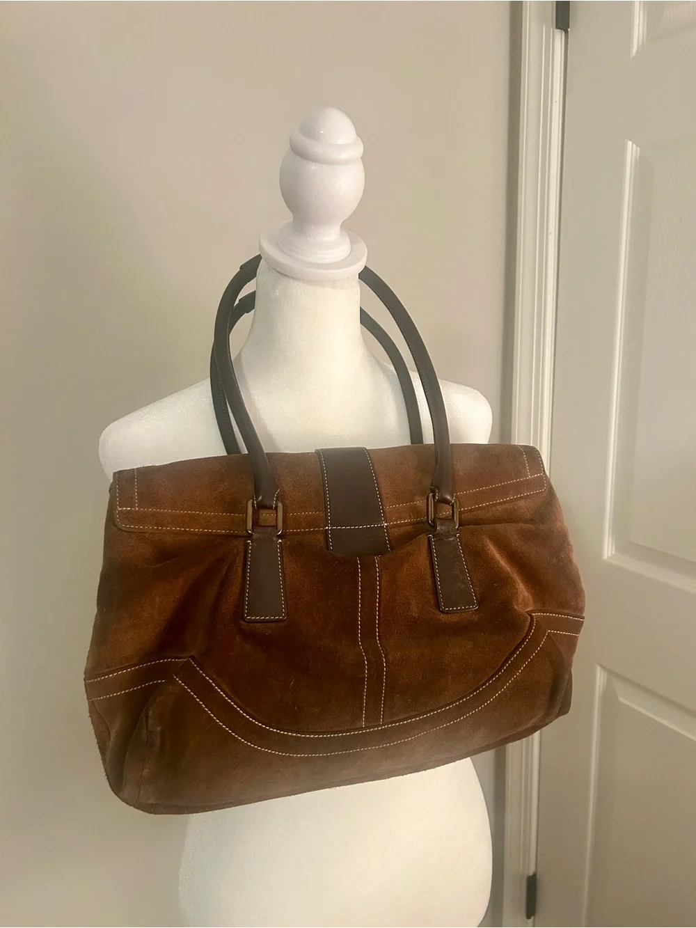 Y2K 2003 COACH SOHO FLAP BROWN SUEDE LEATHER PURSE